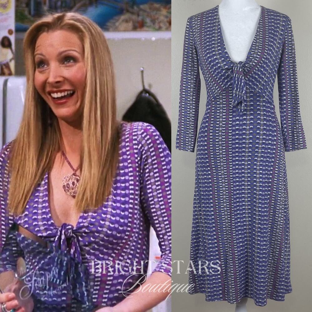 Super Rare Purple Jersey Knit Dress ASO Phoebe Buffay Friends Vintage Y2K